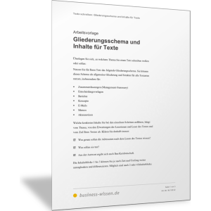 Gliederungsschema und Inhalte für Texte