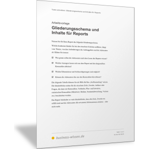 Inhalte und Gliederung für einen Report
