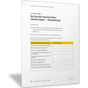 Schlechte Nachricht überbringen: Reflexion der bisherigen Erfahrungen und Erlebnisse
