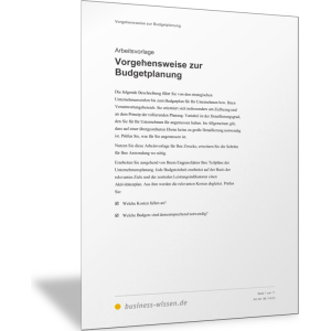 Vorgehensweise bei der Budgetplanung
