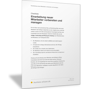 Checkliste zur Einarbeitung neuer Mitarbeiter