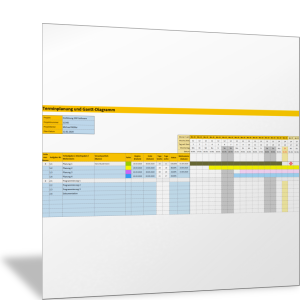 Terminplaner als Gantt-Diagramm mit Farbauszeichnungen