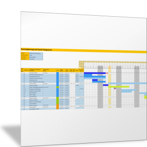 Terminplaner als Gantt-Diagramm mit Farbauszeichnungen