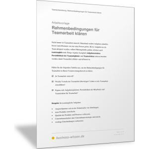 Rahmenbedingungen für Teamarbeit klären