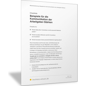 Beispiele für die Kommunikation der Arbeitgeber-Stärken