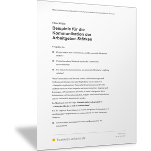 Beispiele für die Kommunikation der Arbeitgeber-Stärken