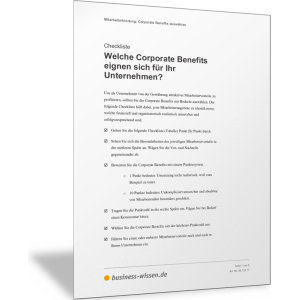 Corporate Benefits auswählen