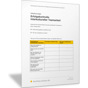 Erfolgskontrolle interkultureller Teamarbeit