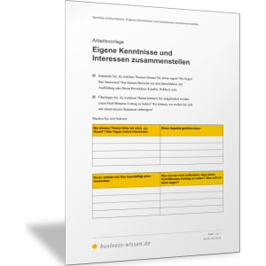 Eigene Kenntnisse und Interessen zusammenstellen