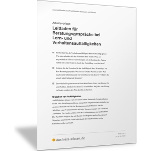 Leitfaden für Beratungsgespräche bei Lern- und Verhaltensauffälligkeiten