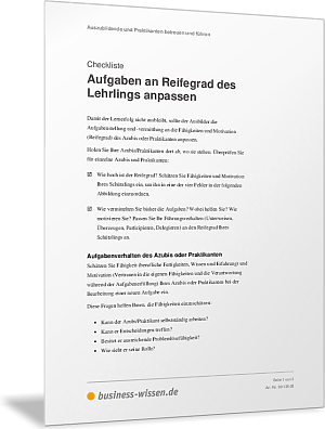 Aufgaben an Reifegrad des Lehrlings anpassen