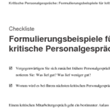 Formulierungsbeispiele für kritische Personalgespräche