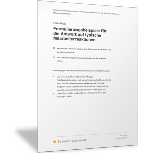 Formulierungsbeispiele für die Antwort auf typische Mitarbeiterreaktionen