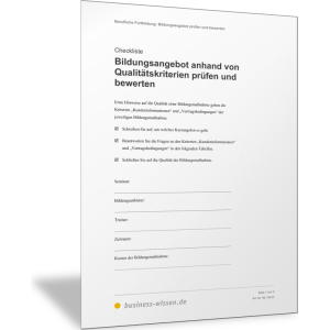 Bildungsangebot anhand von Qualitätskriterien prüfen und bewerten