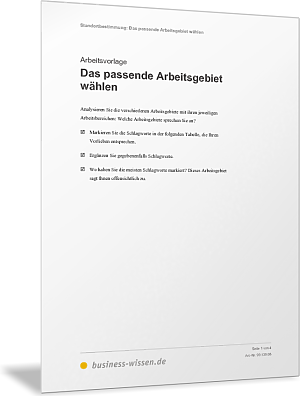 Das passende Arbeitsgebiet wählen