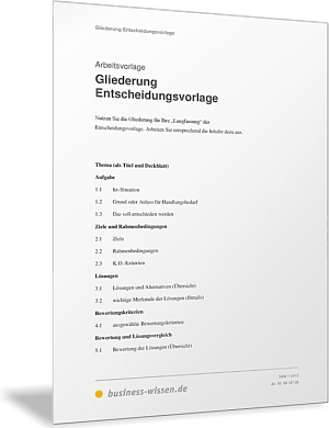 Gliederung Entscheidungsvorlage