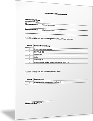 Protokoll der Schlüsselübergabe