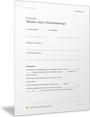 Muster eines Teilzeitantrags – Formular – business-wissen.de