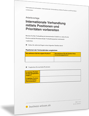 Internationale Verhandlung mittels Positionen und Prioritäten vorbereiten