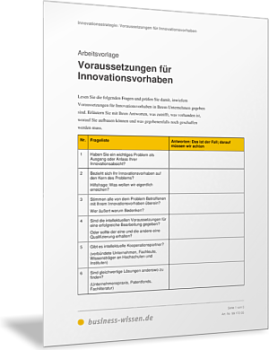 Voraussetzungen für Innovationsvorhaben