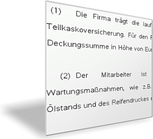 Nutzungsvereinbarung für Firmenwagen