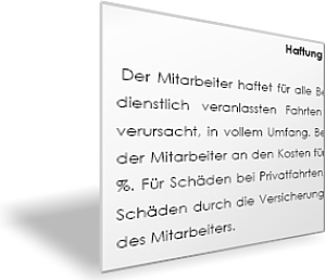 Haftungsvereinbarung für Dienstwagen