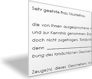 Gegendarstellung zu einer Abmahnung