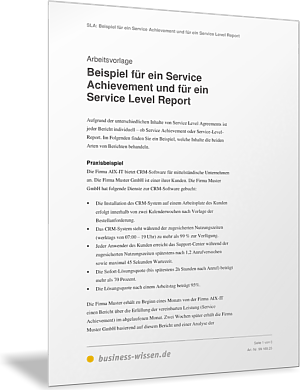 Beispiel für ein Service Achievement und für ein Service Level Report