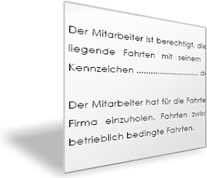 Vereinbarung zur Nutzung eines Privat-Pkw für Dienstfahrten