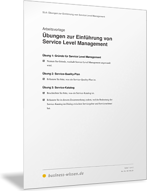 Übungen zur Einführung von Service Level Management