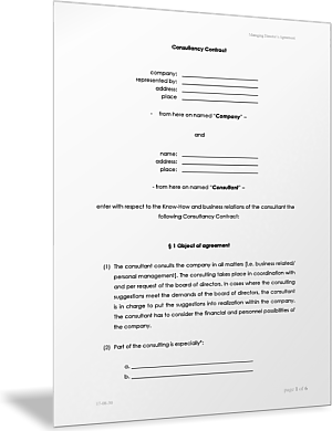 Muster-Beratervertrag bzw. Consulting Contract (englisch)
