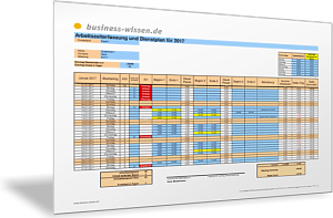 Arbeitszeiterfassung und Dienstplan Jahr gesamt