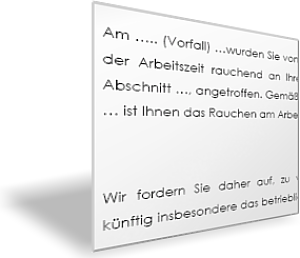 Abmahnung wegen des Verstoßes gegen das Rauchverbot