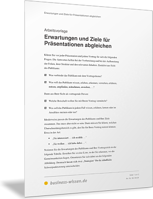 Abgleich Erwartungen und Ziele im Rahmen einer Präsentation