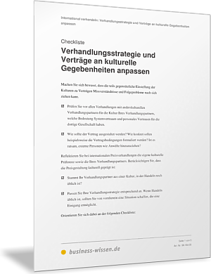 Verhandlungsstrategie und Verträge an kulturelle Gegebenheiten anpassen