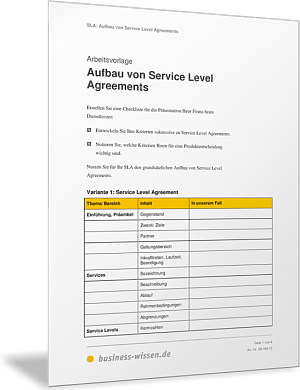 Aufbau von Service Level Agreements (SLA)