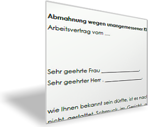 Abmahnung wegen unangemessener Kleidung