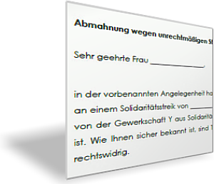 Abmahnung wegen Teilnahme an einem rechtswidrigen Streik