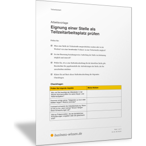 Eignung einer Stelle als Teilzeitarbeitsplatz prüfen