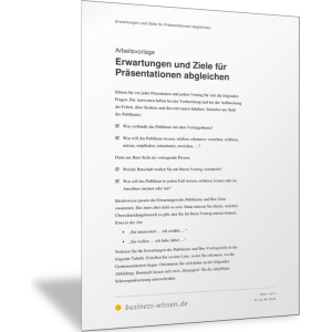 Erwartungen und Ziele für Präsentationen abgleichen