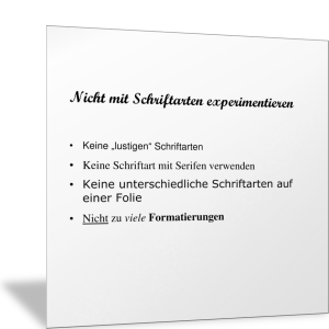 Foliengestaltung mit schlechten und guten Beispielen