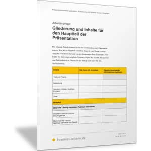 Inhalte für den Hauptteil der Präsentation sammeln