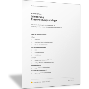 Gliederung für eine Entscheidungsvorlage