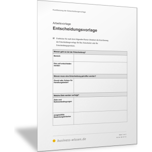 Entscheidungsvorlage als Kurzfassung