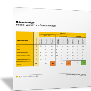 Nutzwertanalyse an Beispiel Transportmittelwahl