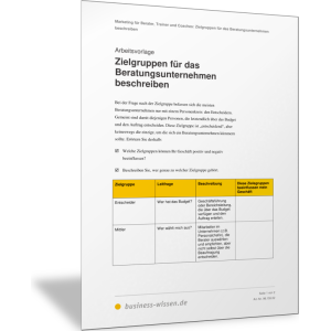 Zielgruppen für das Beratungsunternehmen beschreiben