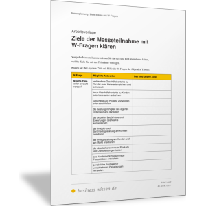 Ziele der Messeteilnahme mit W-Fragen klären