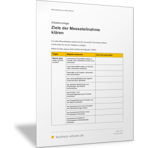 Ziele der Messeteilnahme klären