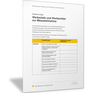 Werbeziele und Werbemittel zur Messeteilnahme