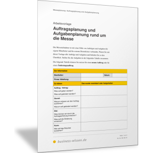Auftragsplanung und Aufgabenplanung rund um die Messe